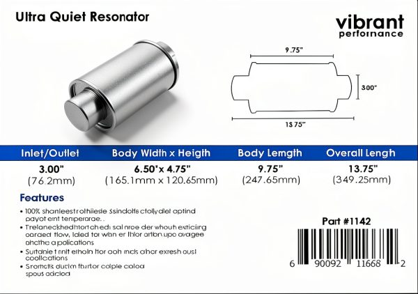 Exhaust Resonator Vibrant Stainless Steel Round-2