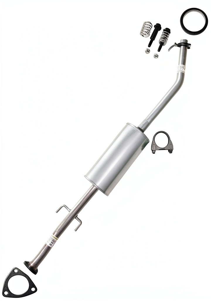 Installing Honda CR-V 2.4L Stainless Steel Exhaust Resonator on a garage workbench